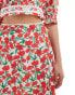 Hope & Ivy maxi skirt with thigh split in cherry print co-ord Красный, 38 - фото #5