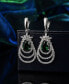 Фото #2 товара Silver-Tone Emerald Accent Layered Earrings