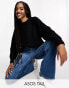 Фото #2 товара ASOS DESIGN Tall fluffy rib jumper with crew neck in black