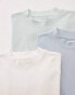 Topman 3 pack relaxed fit t-shirt in ecru, blue and green