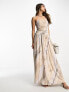 Фото #1 товара ASOS DESIGN bandeau ruched bodice maxi dress with seam detail in marble print