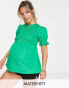 New Look Maternity shirred peplum blouse in green