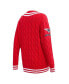 ფოტო #2 პროდუქტის Women's Red New England Patriots Prep V-Neck Pullover Sweater
