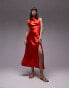 Фото #1 товара Topshop drape neck maxi dress in red