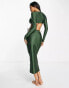 Фото #3 товара Public Desire slinky mid waist midi skirt in cyprus green