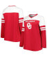 Фото #1 товара Women's Crimson Oklahoma Sooners Plus Size Long Sleeve Stripe V-Neck T-shirt