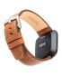 Brown Premium Leather Band with White Stitching Compatible with the Fitbit Versa and Fitbit Versa 2