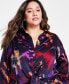 ფოტო #2 პროდუქტის Trendy Plus Size Satin Shirt