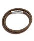 ფოტო #2 პროდუქტის Stainless Steel Brown Braided Leather Wrap Bracelet