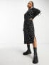 Фото #1 товара Monki jersey midi dress in black small floral print