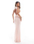 Фото #2 товара ASOS DESIGN twist front deep plunge maxi dress in baby pink