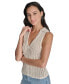 Фото #3 товара Women's Lacey Stitch Collared Sleeveless Sweater