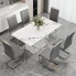 Фото #1 товара White Marble Dining Table Set with 6 High Back Chairs