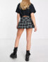 ASOS DESIGN kilt mini skirt with buckle details in green check Зеленый клетчатый, 38 - фото #2