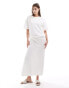 ASOS DESIGN t-shirt tuck column dress in off white