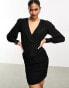 Фото #1 товара Vila stretch wrap bodycon mini dress in black