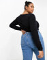 Фото #4 товара ASOS DESIGN Curve long sleeve wrap top in black