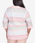 Фото #2 товара Plus Size English Garden Stripe Split Sleeve Button Down Shirt