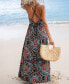 Фото #2 товара Women's Floral Ornate Print Plunge Maxi Beach Dress