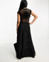 ASOS DESIGN crochet bodice maxi dress with tiered skirt in black