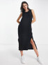 Mango cross back slip midi dress in black