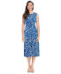 ფოტო #1 პროდუქტის Petite Printed Jewel-Neck Midi Dress