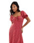 Miss Selfridge Petite tie front midi tea dress in red paisley spot Rot mit gepunktetem Paisleymuster, 32 - фото #2