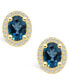 ფოტო #1 პროდუქტის London Topaz (3-1/5 ct. t.w.) and Diamond (3/8 ct. t.w.) Halo Stud Earrings in 14K Yellow Gold