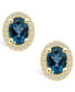 Фото #1 товара London Topaz (3-1/5 ct. t.w.) and Diamond (3/8 ct. t.w.) Halo Stud Earrings in 14K Yellow Gold