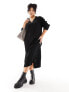 Фото #1 товара River Island Plus rib maxi knit dress in black