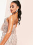 Фото #3 товара ASOS LUXE embellished gemstone bralet with faux feather hem in mink