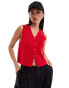 Фото #1 товара ASOS DESIGN knitted v neck waistcoat in red