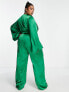 Pretty Lavish Curve knot front jumpsuit in emerald green