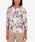 ფოტო #3 პროდუქტის Charm School Women's Embellished Keyhole Floral Textured Top