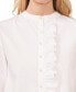 ფოტო #3 პროდუქტის Women's Ruffled Button-Front Long-Sleeve Cropped Blouse