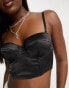 Monki – Bustier aus Satin in Schwarz