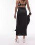 Фото #8 товара Topshop wrap satin midi skirt in black
