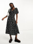 Фото #1 товара New Look puff sleeve midi dress in black smudge print