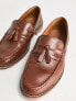 ASOS DESIGN tassel loafers in tan leather with natural sole