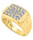 ფოტო #1 პროდუქტის Men's Diamond Cluster Nugget Detail Ring (1 ct. t.w.) in 10k Gold