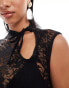 Kaiia sheer lace cut out neckline detail top co-ord in black