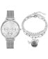 ფოტო #1 პროდუქტის Women's Silver-Tone Mesh Metal Alloy Bracelet Watch 36mm Gift Set