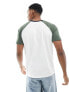 Фото #7 товара ASOS DESIGN raglan t-shirt with white and green cut & sew