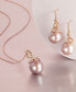 Pink Cultured Ming Pearl (12mm) & Diamond (1/8 ct. t.w.) Drop Earrings in 14k Rose Gold