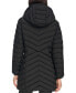 ფოტო #2 პროდუქტის Women's Bibbed Hooded Lightweight Puffer Coat, Created for Macy's