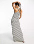 Фото #2 товара ASOS DESIGN halter neck maxi dress with twist back and ruched skirt in stripe