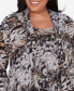 ფოტო #2 პროდუქტის Plus Size Classic Animal Melange Two In One Top With Necklace