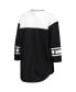Women's Black, White Las Vegas Raiders Double Team 3/4-Sleeve Lace-Up T-shirt