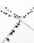 ASOS DESIGN chain body harness with black beads in silver tone