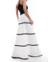 ASOS DESIGN tiered maxi skirt with rick rack detail in white